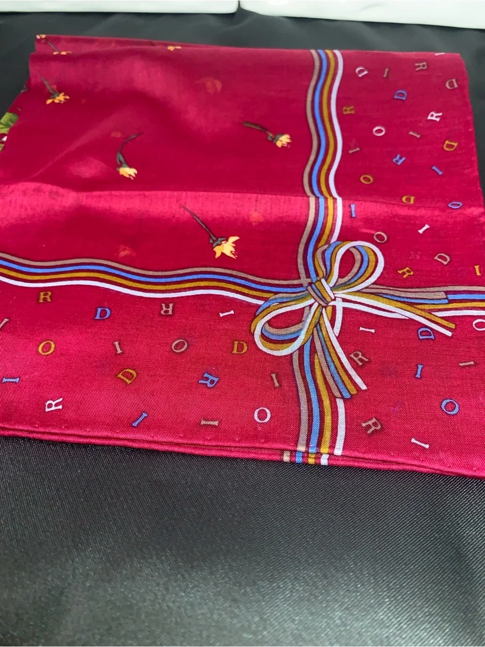 Christian Dior Floral Silk Scarf - Red with Multicolor Accents